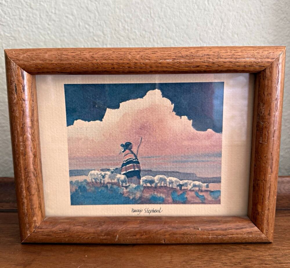 Navajo Shepherd Wood Picture Frame Brown Wall Mount Rear-Loading Landscape 5x7